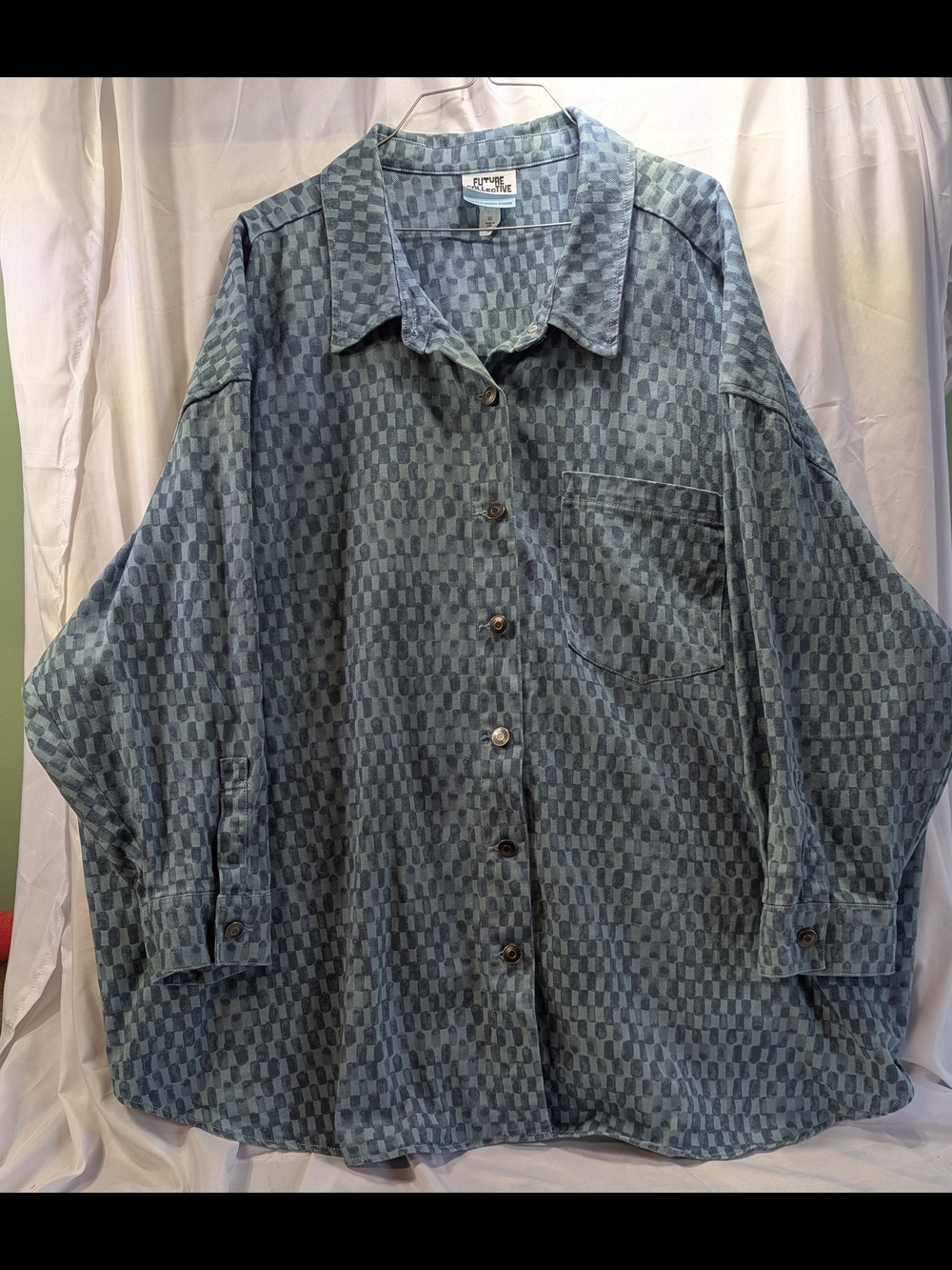 Future Collective Checkered Denim Jacket Size 3X